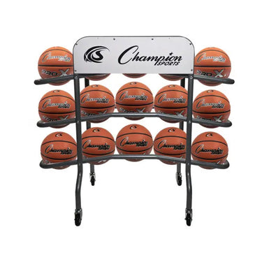 3-TIER PRO BASKETBALL RACK | Holds 15 Balls Champion Sports